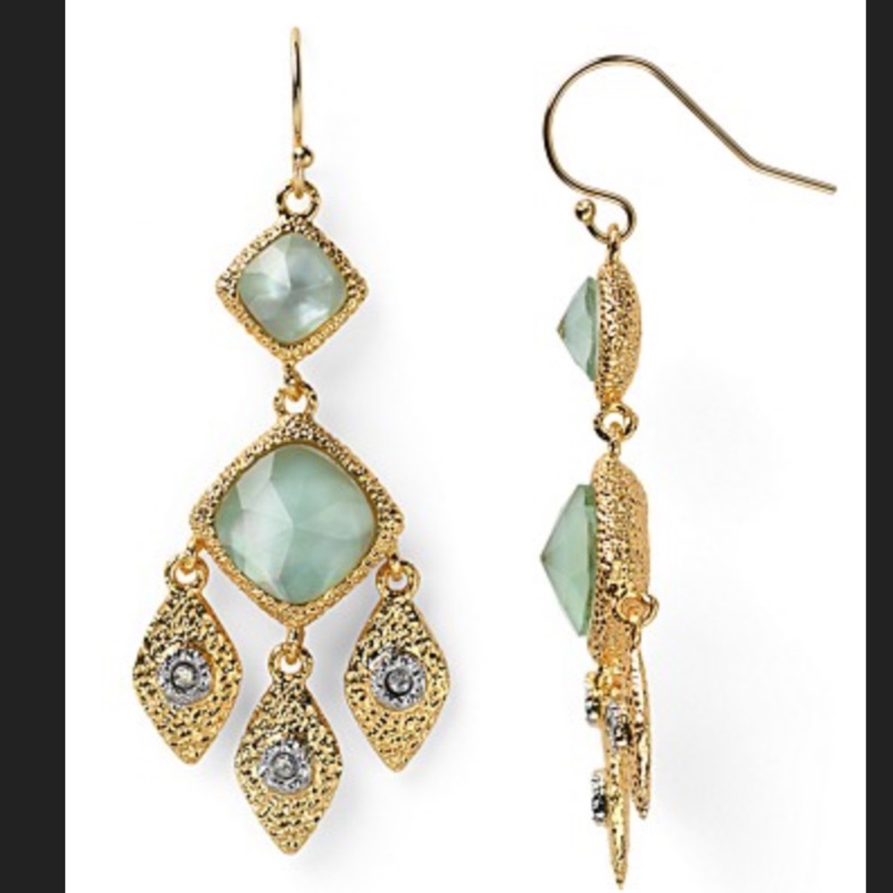 ALEXIS BITTAR • Miss Havisham Elements Gold Labradorite Chandelier Earrings - Picture 2 of 9